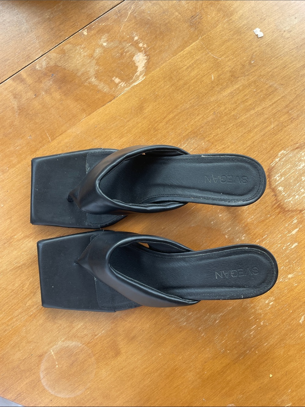 Black Square Toed Kitten Heels